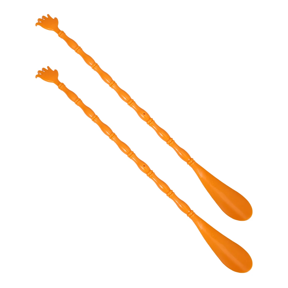 

2pcs Long Back Scratcher Stick Dualsided Shoe Horn Portable Plastic Massager Itchy Claw Tool for Travel Home Office