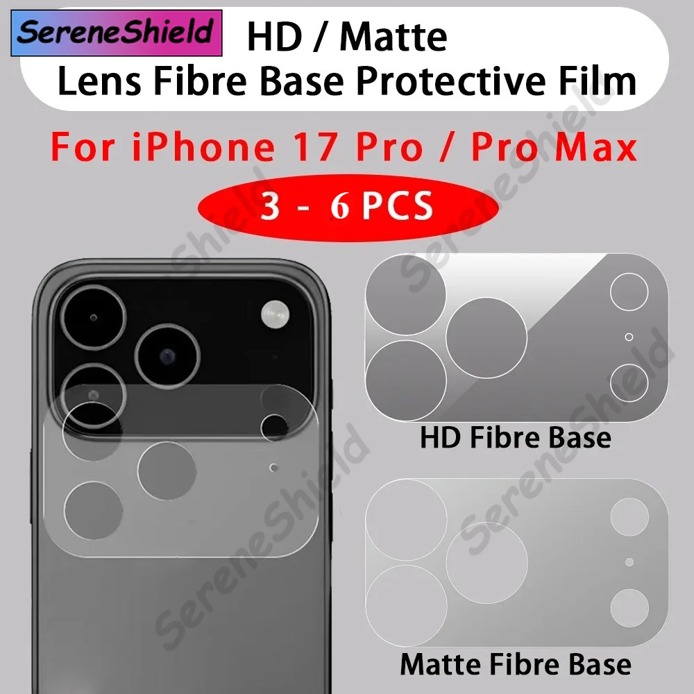 

3 - 6 Pcs HD / Matte Lens Fibre Base Protective Film For iPhone 17 ProMax 17Air Pro Transparent Fiber Hollow Lens Chassis Film