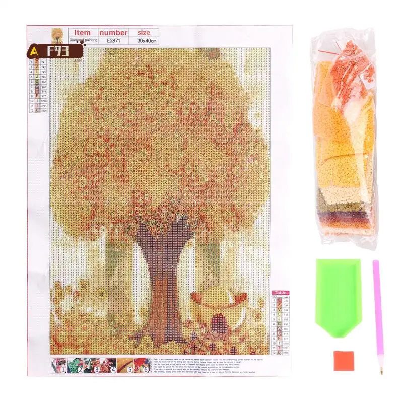 

AF93-30X40cm Round Full Roud Drill Money Tree Fortune Tree Diamond Painting Diamond Painting Wall Decor