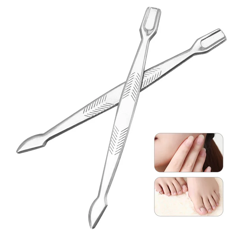 Mini poussoir à cuticules en acier inoxydable, outil pour enlever les ongles, cuillère à Double tête, outils pour manucure, soins des ongles, 1 pièce