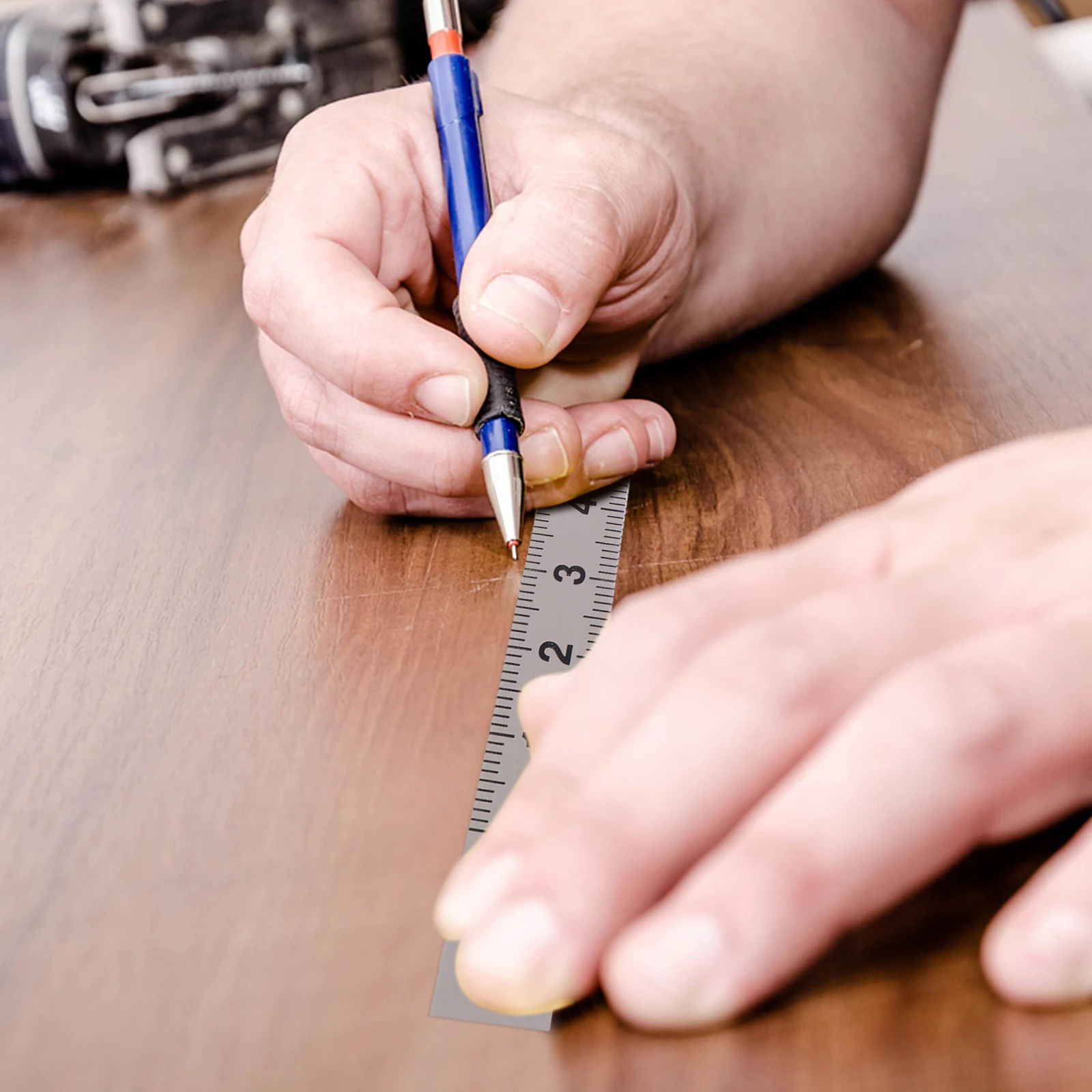 

Sticky Measuring Ruler Woodworking Self-Adhesive Carbon Steel Ruler For Workbenches Sawing Machines Measuring Gadget Durable