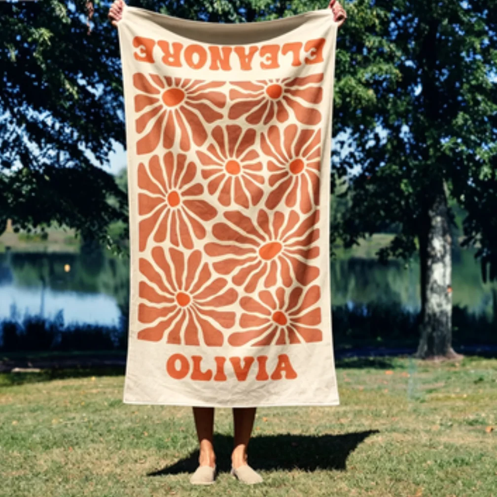 Retro Flower Beach Towel Preppy Pool Towel Retro Multi Style Beach Towel Gift for Bestfriend Bachelorette Party