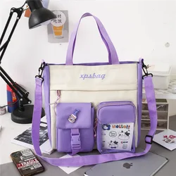 Sac à main en toile pour femme, grande capacité, pliable, autocollant mignon, fourre-tout pour étudiant, sac fourre-tout à fermeture éclair, sac à provisions, sac de livre pour fille