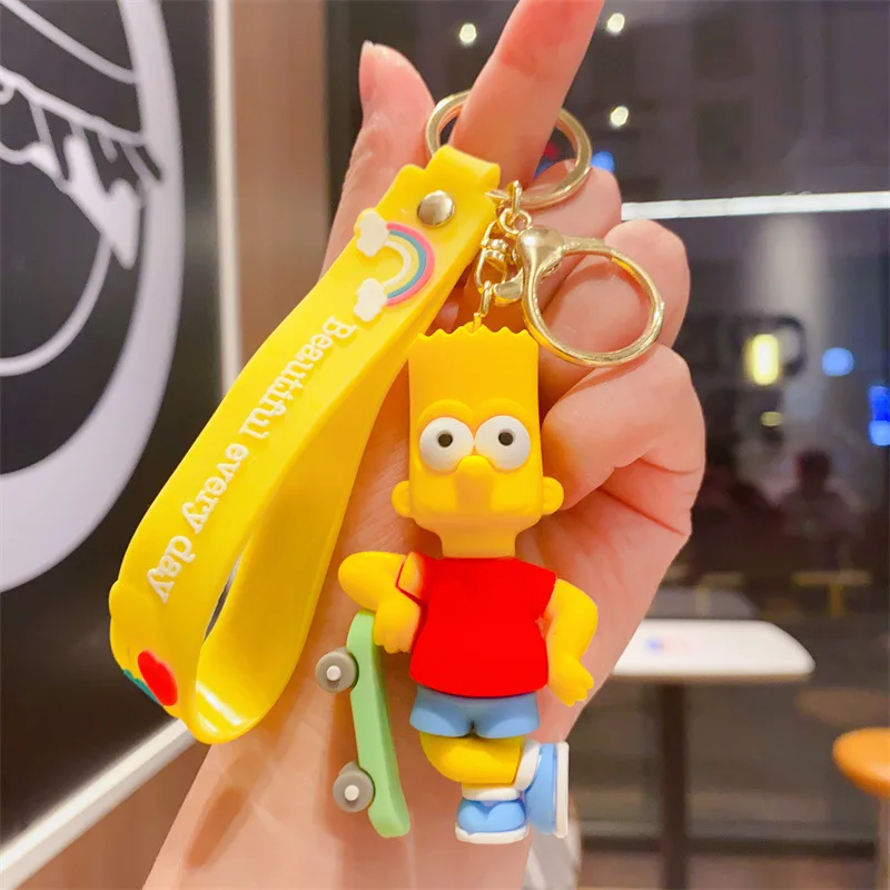 أنيمي عائلة سمبسنز المفاتيح الكرتون لطيف أنيمي الشكل بارت هومر مارج ليزا كيرينغ ظهره الديكور مفتاح السيارة هدايا عيد الميلاد