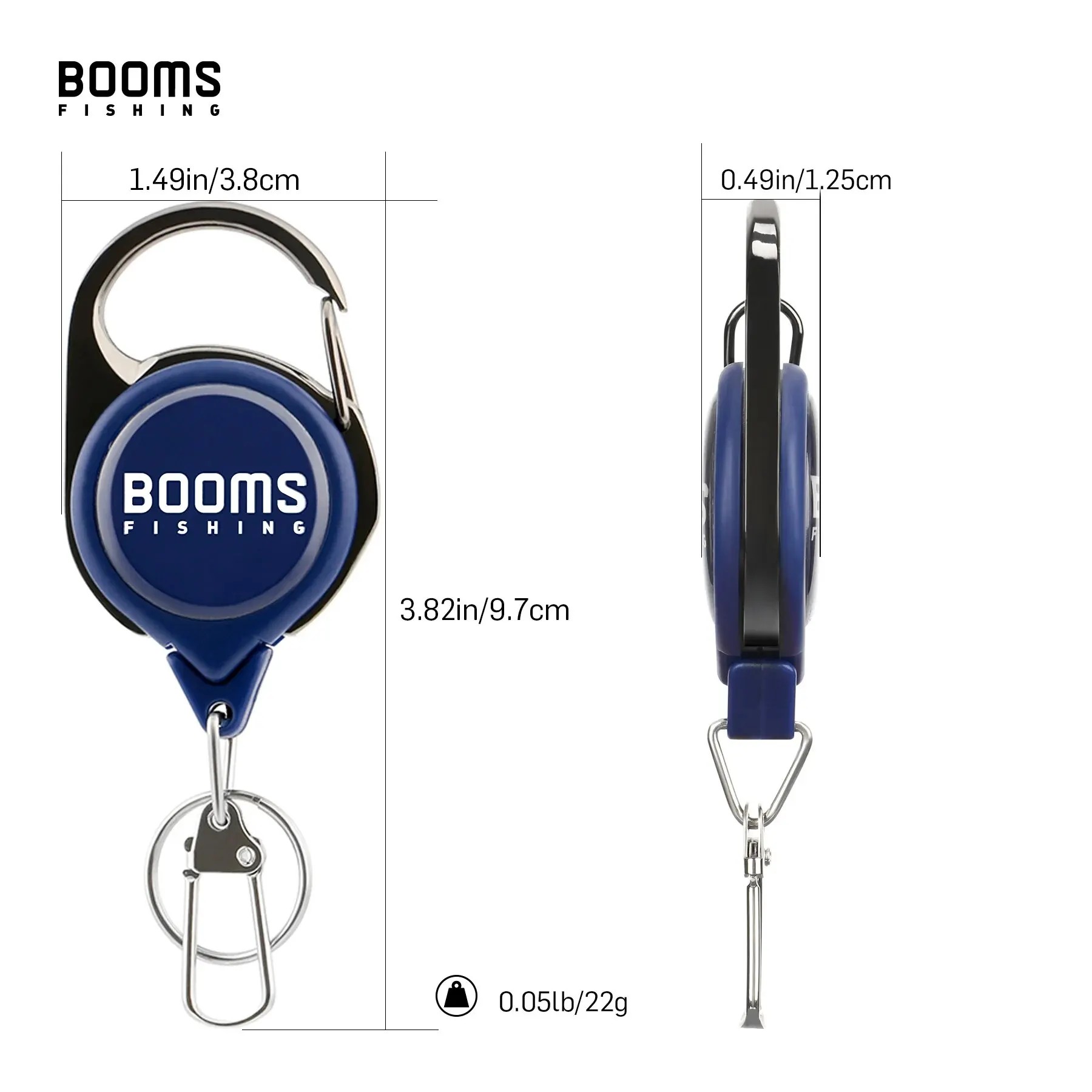 Booms Fishing RG1 Retractable Badge Holder Carabiner Lanyard Key Rope Chain Reel Badge Holder Fishing Tackle Boxes Accessorie – Detail 8