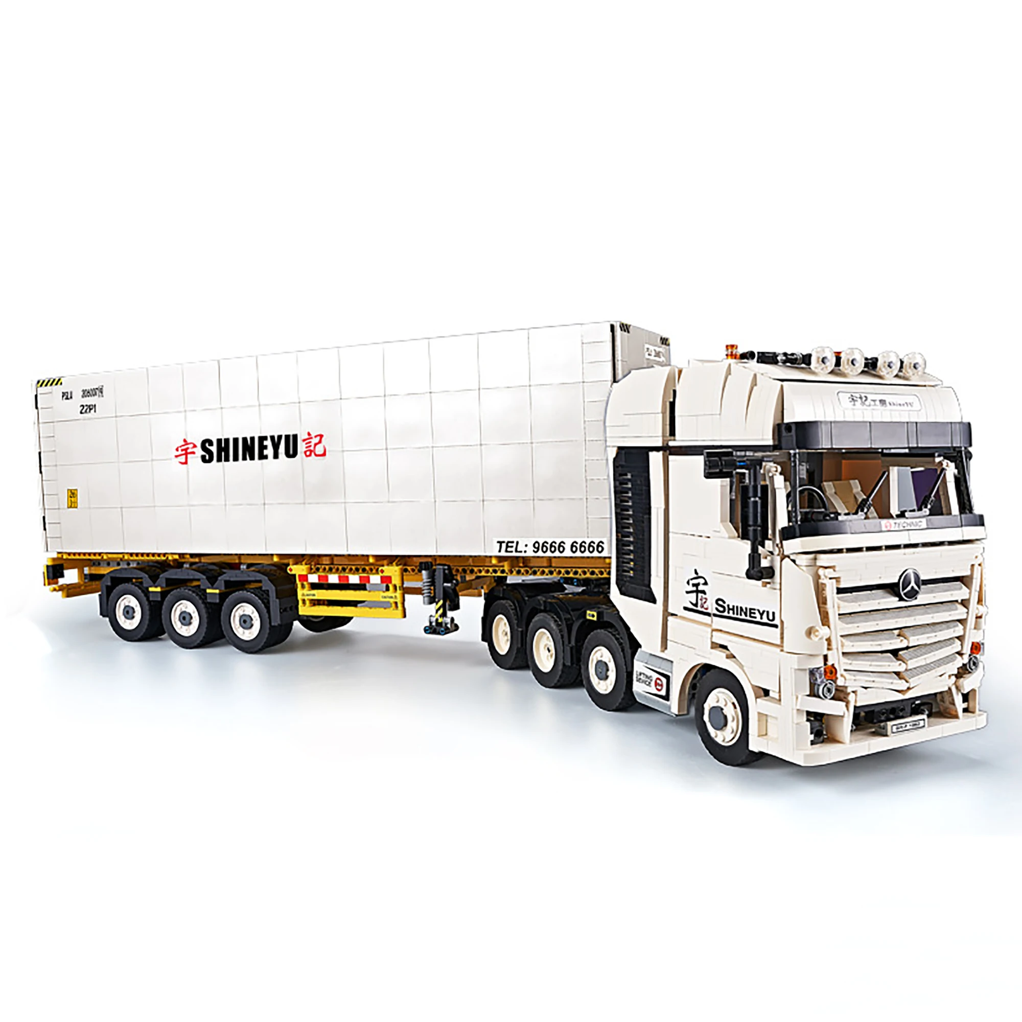 Traktor-Kopfteil mit LKW-Container-Bausteinen 1:10 Technische rosa Transport-Ladeflächenelemente Bausteine Spielzeug für Erwachsene Geschenke