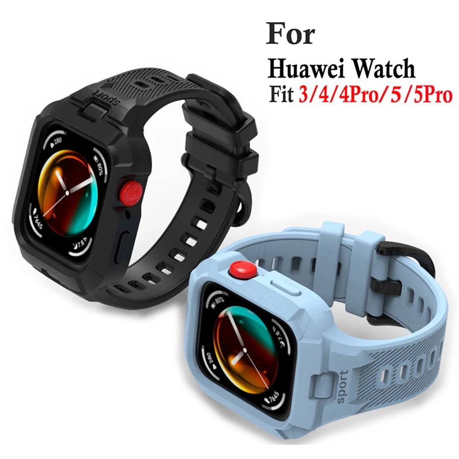 Image of Silikonhülle + Armband für Huawei Watch Fit 3/4/4Pro/5/5Pro Band Sport Vollschutzhülle Armband für Huawei Watch Fit 3 4 5 Band