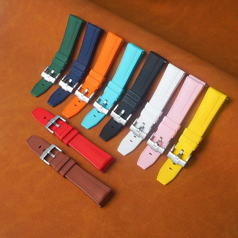 Premium-Grade Fluororubber Watch Strap Rubber 20mm 22mm Patterned Sailcoth Quick Release Watch Band Diving Waterproof Bracelet