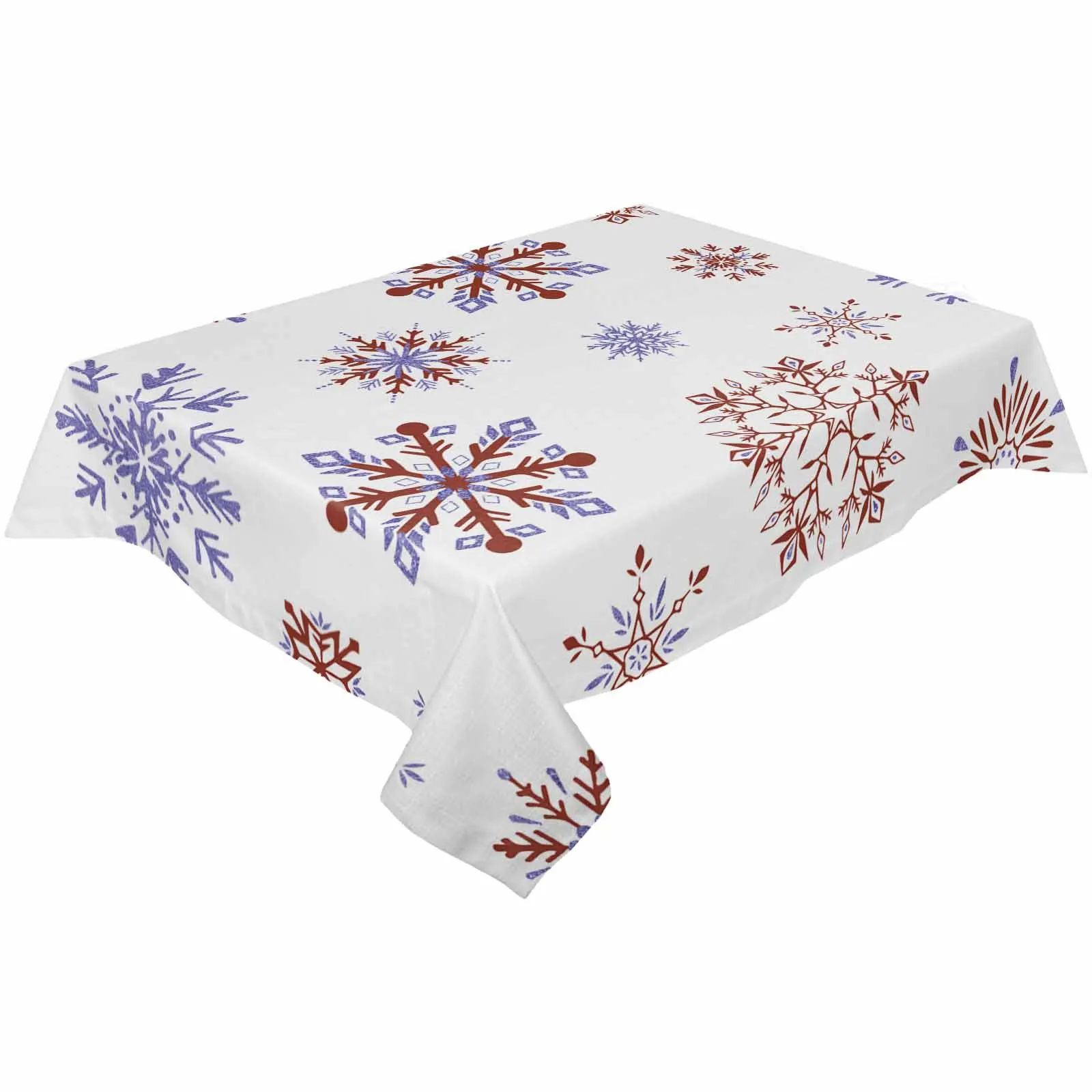 Christmas Letter Snowflakes Tablecloth Waterproof Dining Table Rectangular Round Table Cover Home Kitchen Decoration