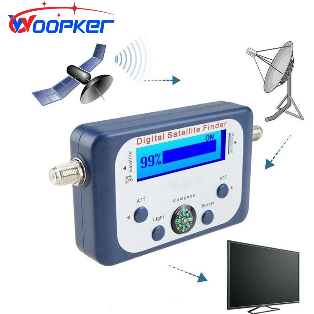 Digital Satellite Finder Satlink Tester Meter TV Signal Receiver Sat Finder with Compass and LCD Display FTA DVB S2