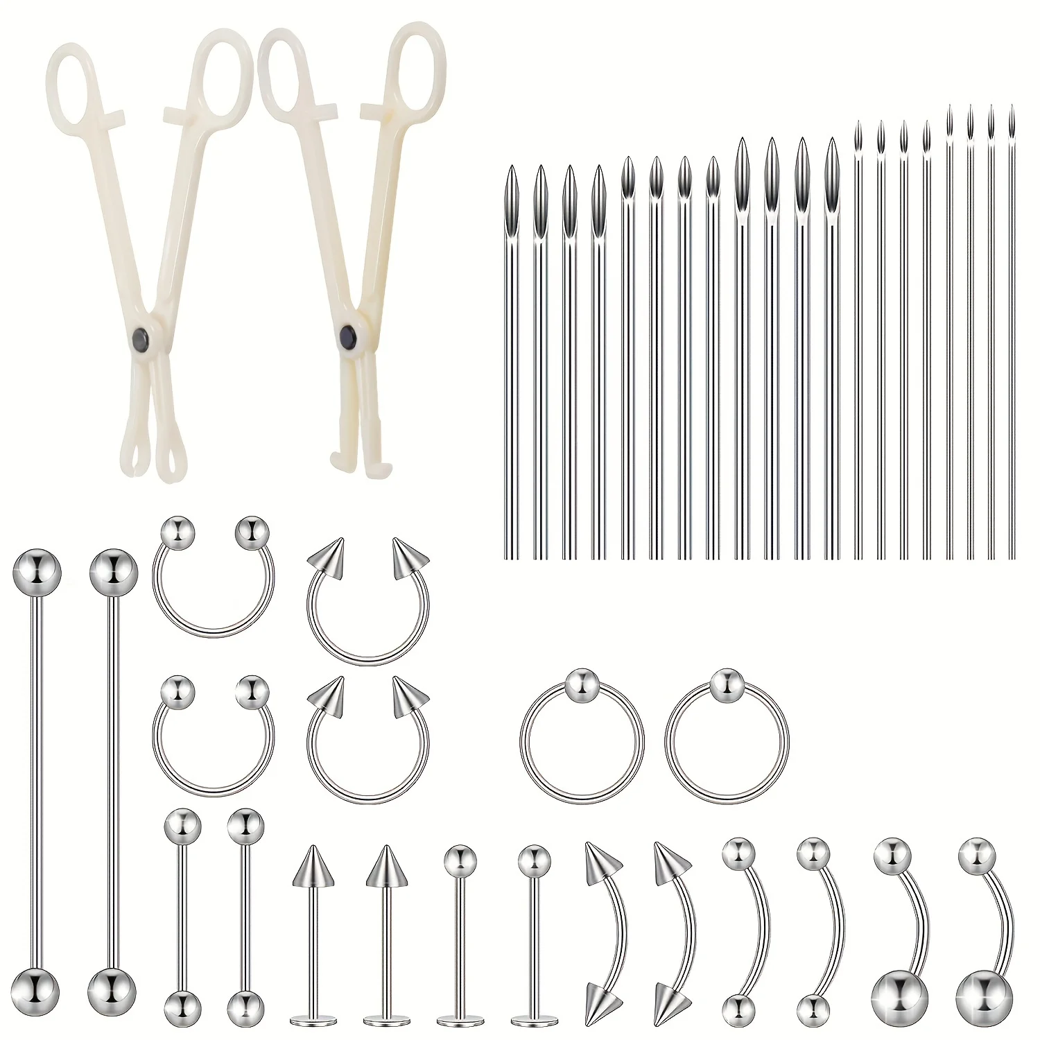 All Body Piercing Jewelry and Tool Septum Forceps Clamp and 316L Stainless Steel Piercing Needles For Woman Man