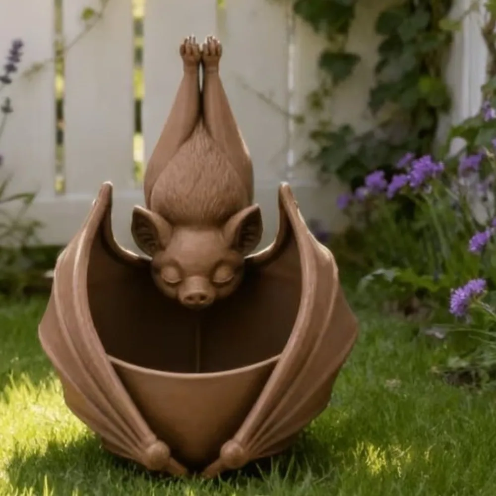 3D Printed Hanging Bat Planter Creative Gothic Style Halloween Bat Shaped Flower Pot Novelty Succulent Planter