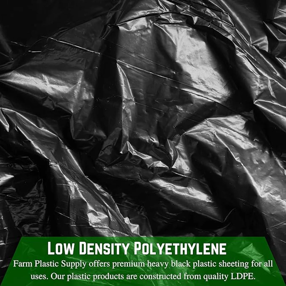 Farm Plastic Supply - Black Plastic Sheeting - 2 mil - (8' x 100') - Black Plastic Tarp