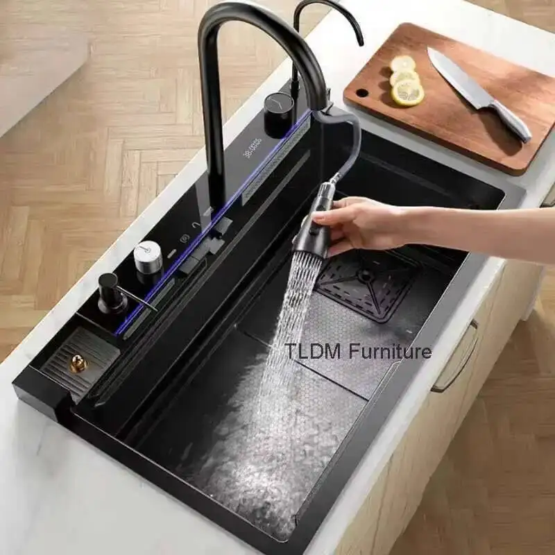 

Smart Creative Kitchen Sinks for Apartments Modern Metal Multi-functional Sinks Luxury Household Kitchen Sinks for Rental Houses