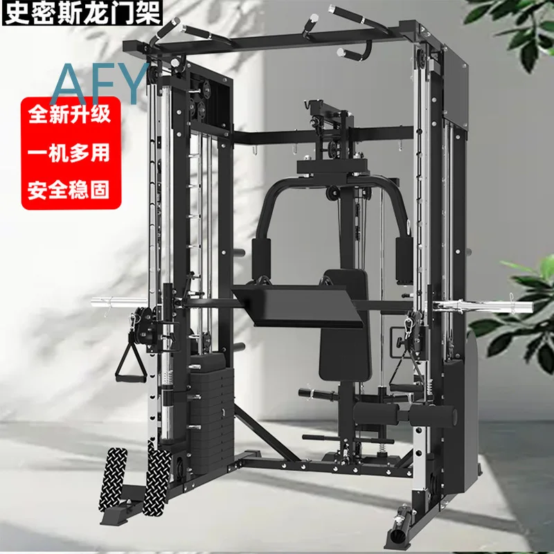 Multifunctional Power Rack for Home Use Smith Machine Squat Stand with Pec Deck and Lat Pulldown Station for Fitness Training