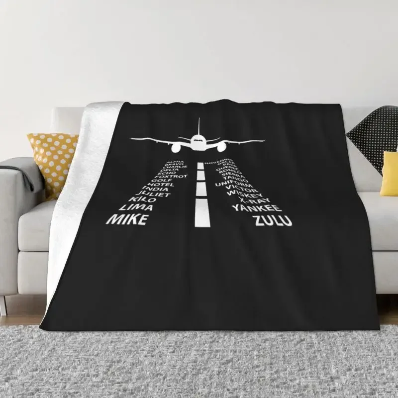 Phonetic Alphabet Pilot Airplane Aviation Blanket Fleece Autumn Warm Flannel Aviator Air Fighter Throw Blankets Bedspread