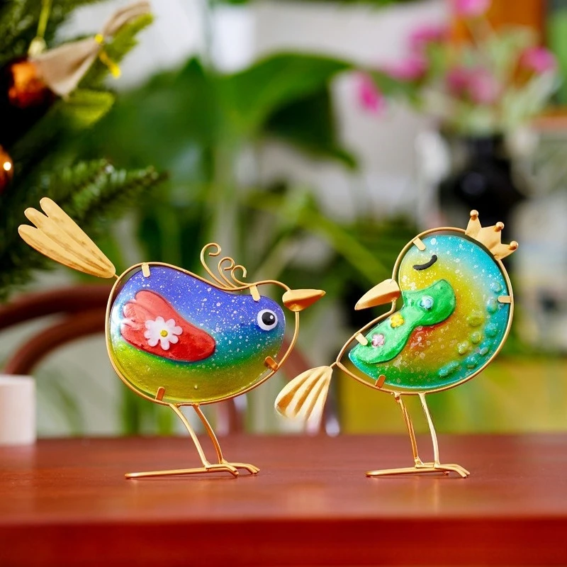 

Stained Glass Bird Garden Decorative Furniture Desktop Creative Vibrant Handmade Ornaments