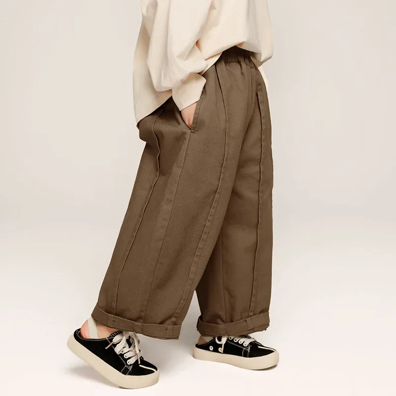 الربيع والخريف جديد الكورية نمط فضفاض بلون كامل طول الاطفال السراويل فضفاضة غير رسمية ملابس الأطفال الاطفال السراويل الصبي عادية