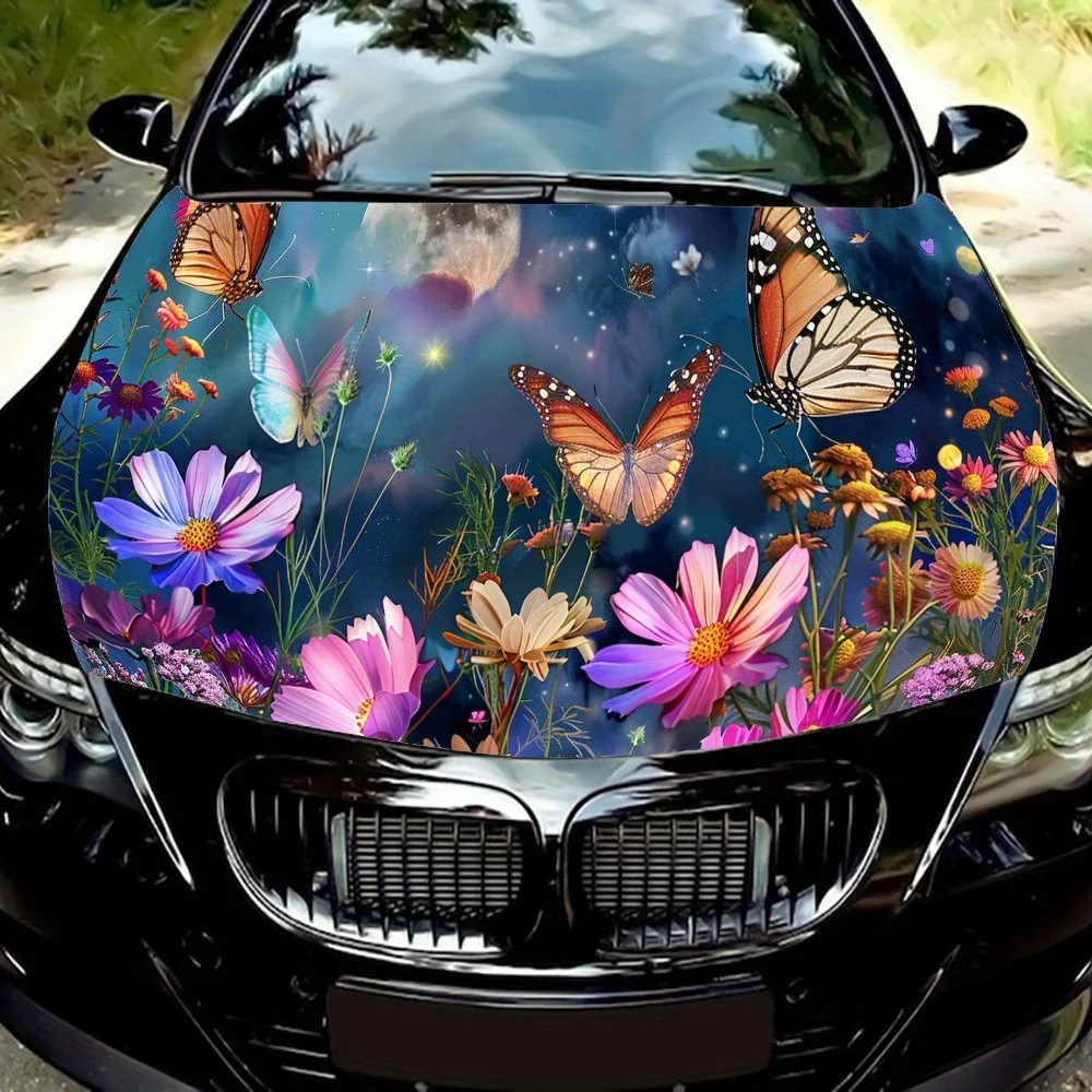 

Exquisite floral butterfly pattern car vinyl wraps car hood film self-adhesive sticker waterproof and scratch resistant, suitabl