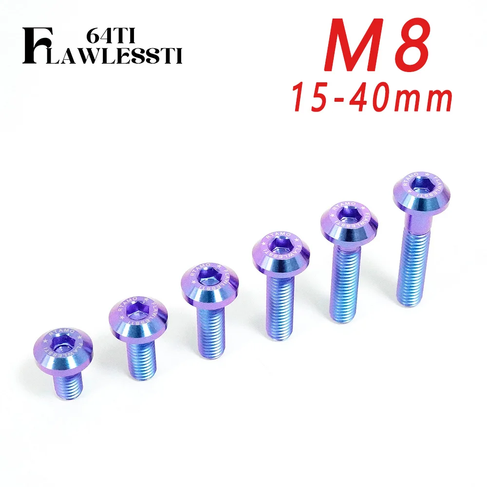 FLAWLESSTI M8x15-25 mm Gr5 Titanium Bolt Brake Disc Rear Bracket Bolt For Yamaha Honda Kawasaki Vespa