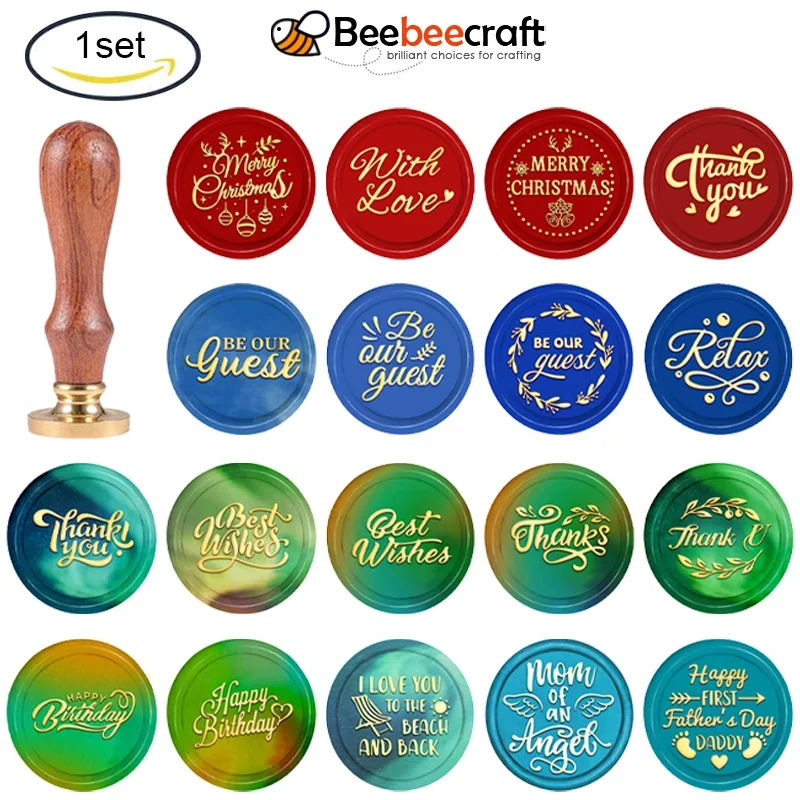 1PC Wax Seal Stamp Be Our Guest 30mm Sealing Wax Stamp Wedding Removable Brass Stamp Head with Wood Handle for Invitations Cards