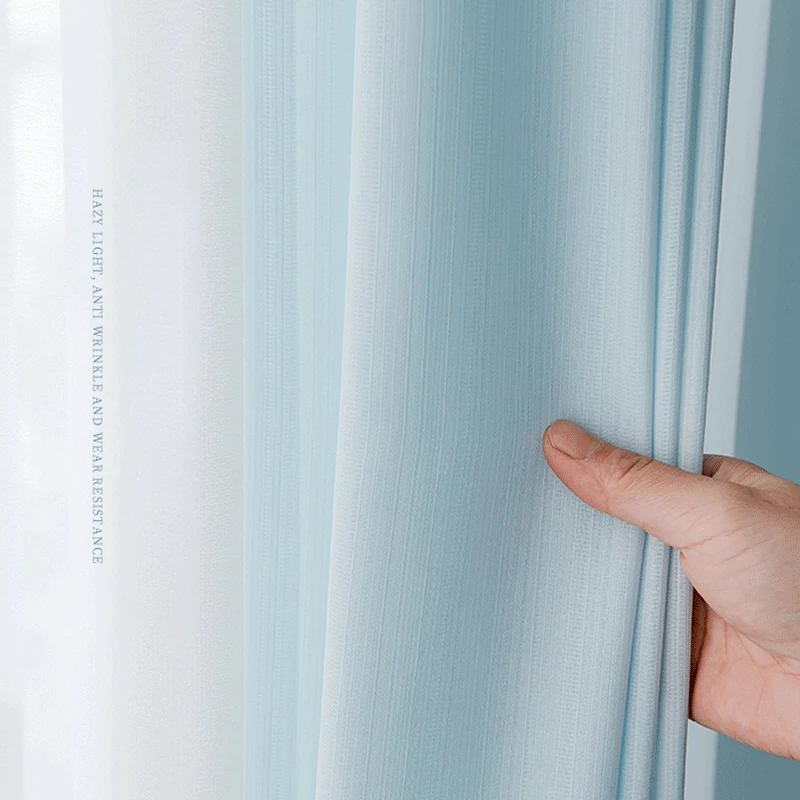 Korean Thin Window Screen Semi Blackout White Texture Curtain Screen Curtains for Living Dining Room Bedroom