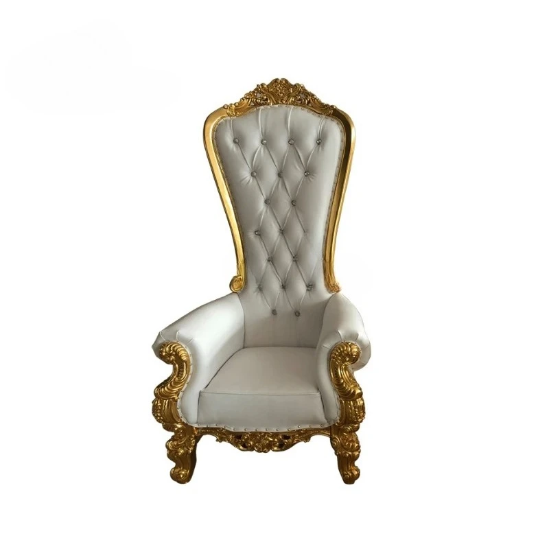 Chaise de trône de luxe d'hôtel en gros, chaise de trône de mariage blanc doré pour événement