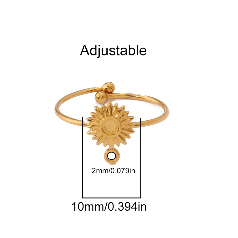 Women's 18K Gold Plated Turquoise Sun Open Adjustable Ring
