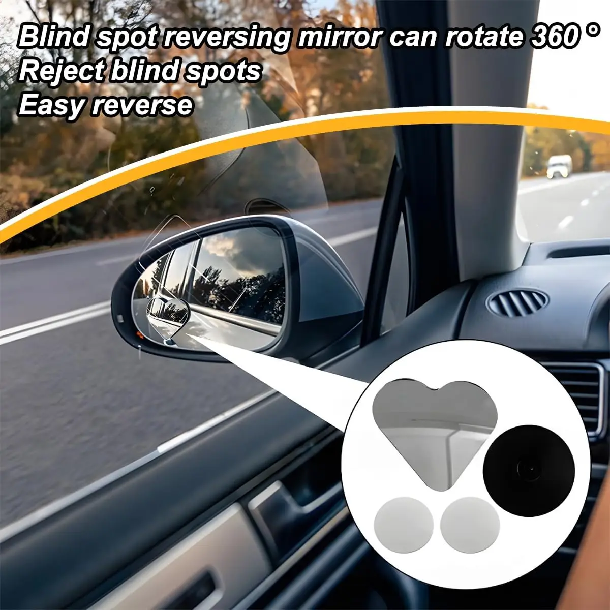 Car Blind Spot Rearview Mirror, Enhanced Safety, Universal Adhesive Side Mirror, Cute Heart-Shaped Design, Car SUV Universal
