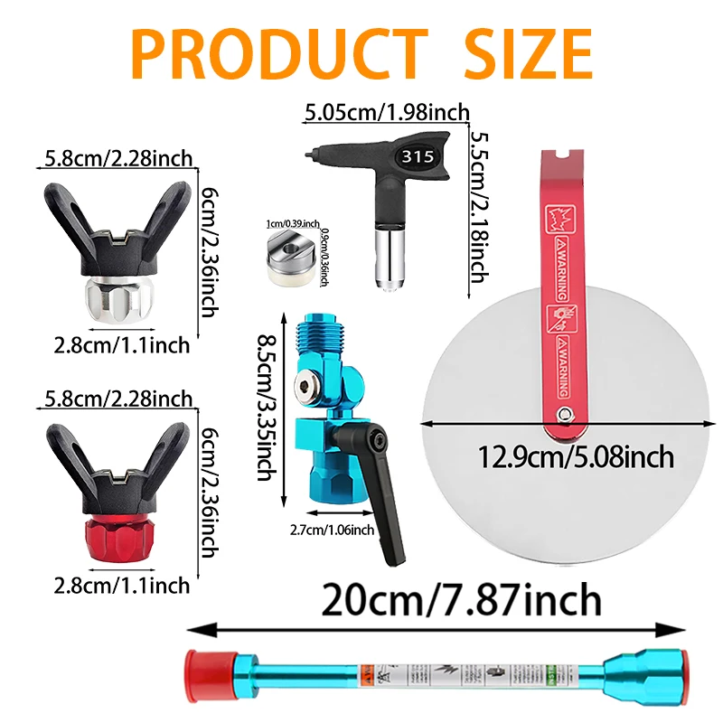 Airless Paint Spray Tip Nozzle Guard Extension Pole Swivel Joint Kit 7Pcs Universal Sprayer Accessories Wall Trim Painting Tool