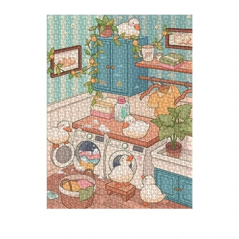 Cute Duck Jigsaw Puzzles 300/500/1000pcs Decompression Toys for Adults Family Game Home Bedroom Living Room Decor Birthday Gift