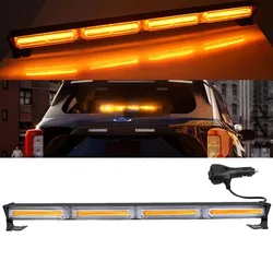 60cm Amber Flasher COB Stroboscopes Auto Strobe LED Bar Flashing Warning Light Hazard Lamps 54LED Strobe Lights For Cars