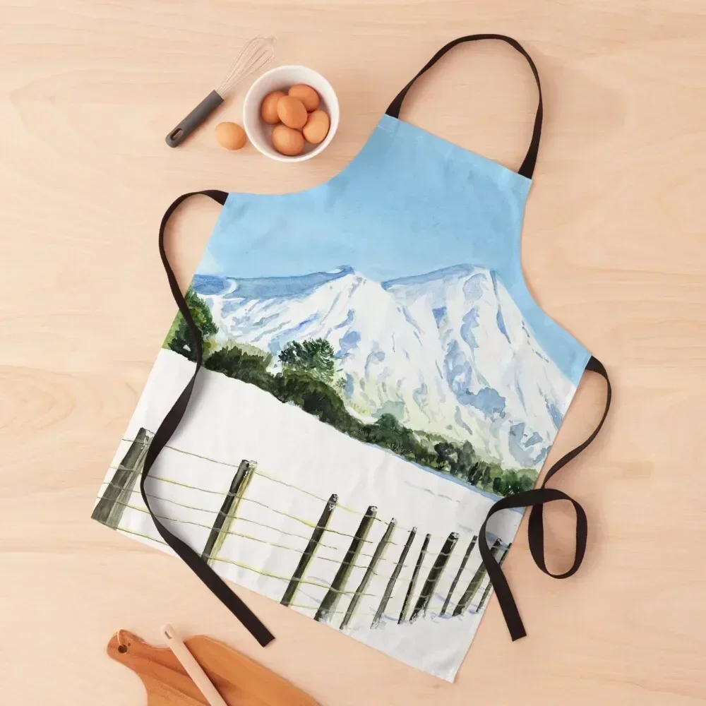 

Mount Taranaki - watercolor painting Apron Teacher useful gadgets for home Kitchen Handle For Women Nursing Apron