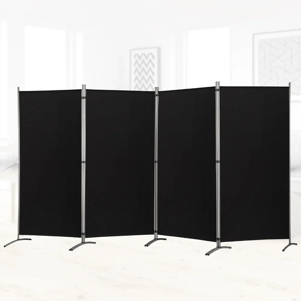 

4Panel Room Divider,6 Ft Tall Folding Privacy Screen Dividers, Freestanding Partition Wall Dividers,136''W x 20''D x 71''H,Black