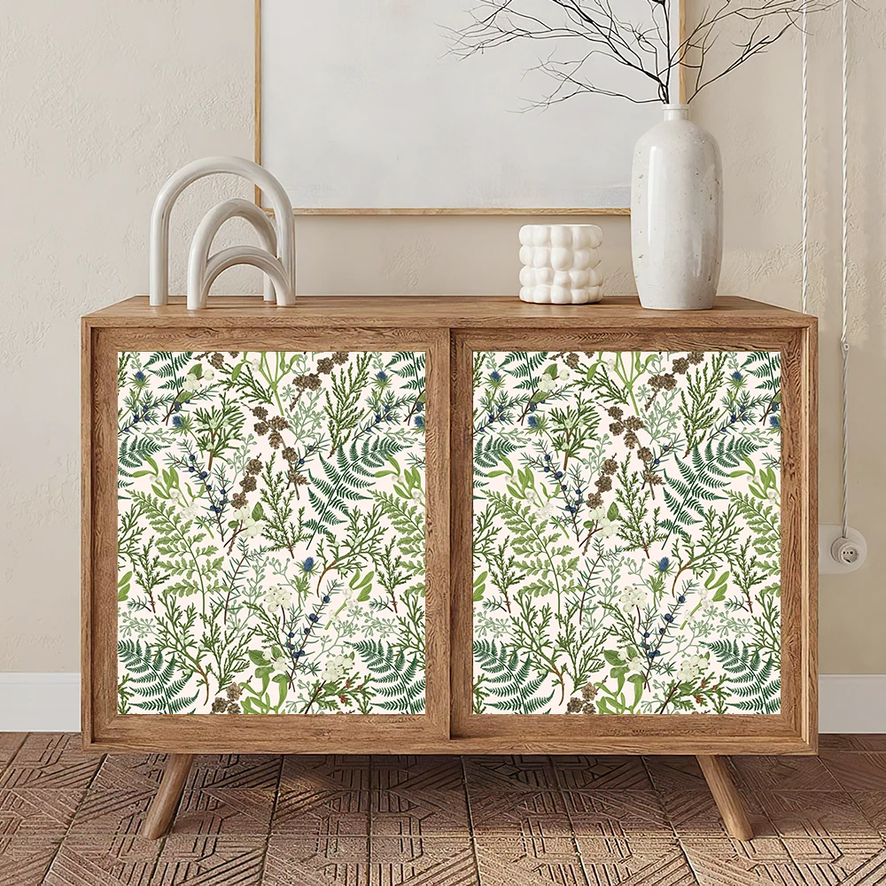 Peel And Stick Fern Leaf Wallpaper White/Green Jungle Vinyl Self Adhesive Contact Paper For Bedroom Bathroom Wall Decoration - Image 5