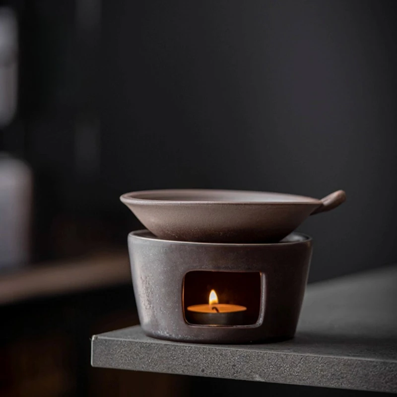 

Japanese ceramic tea frying set Household heating tea burner oven Candle base Incense enhancer Tea set accessories