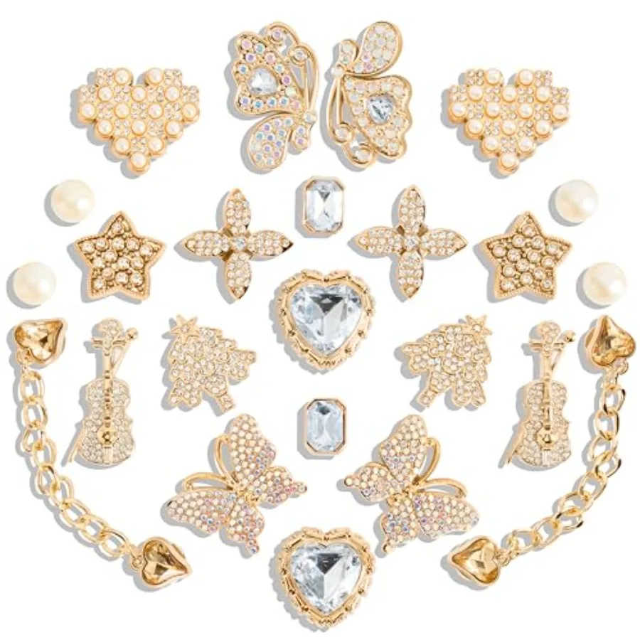 

24 Pcs Bling Shoe Charms for Girls and Women, Sparkle Rhinestones Shoe Decoration Charms, Cute Shoe Decorations Charms for Clog