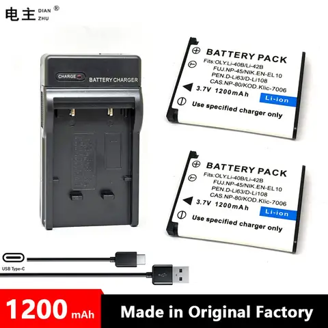 EN-EL10 Li-42B Li-40B FNP-45 A D-Li63 D-Li108 CNP-80 Chargeur de Batterie KLIC-7006 pour Nikon OLYMPUS FUJIFILM Pentax mol Kodak