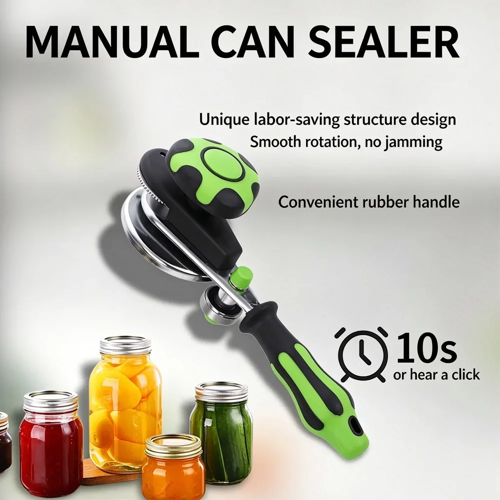 Manual Can Seamer Jar Sealing Tool Kitchen Can Sealing Securely with Kitchen Jar Seaming Tool Home 24.5x8.7cm Green
