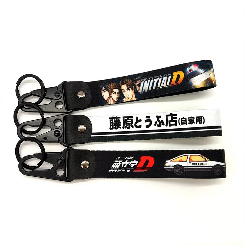 Car Styling Initial D Fujiwara Tofu Shop Badge Car Keychain Lanyard For Mitsubishi Toyota AE86 Honda Civic JDM Auto Accessories