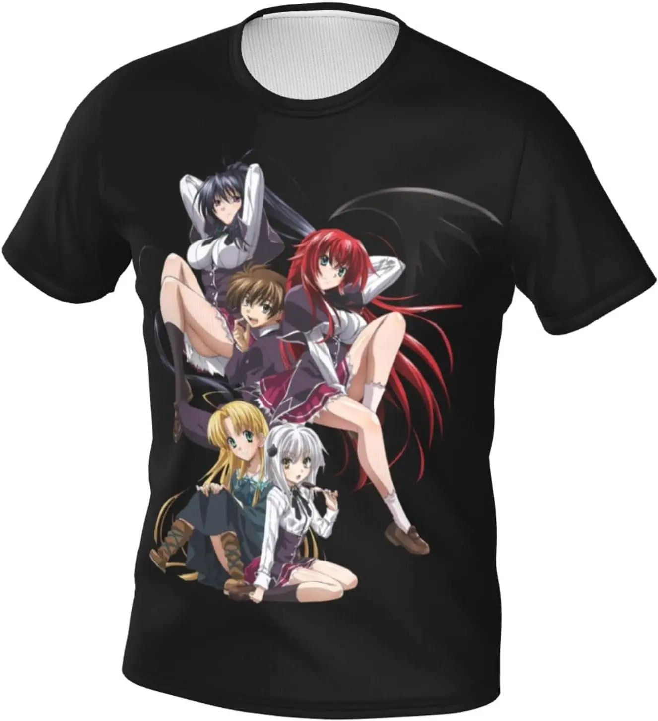 Anime High School DxD T Shirt Mens Short Sleeve Shirts Fashion Casual Tee Black