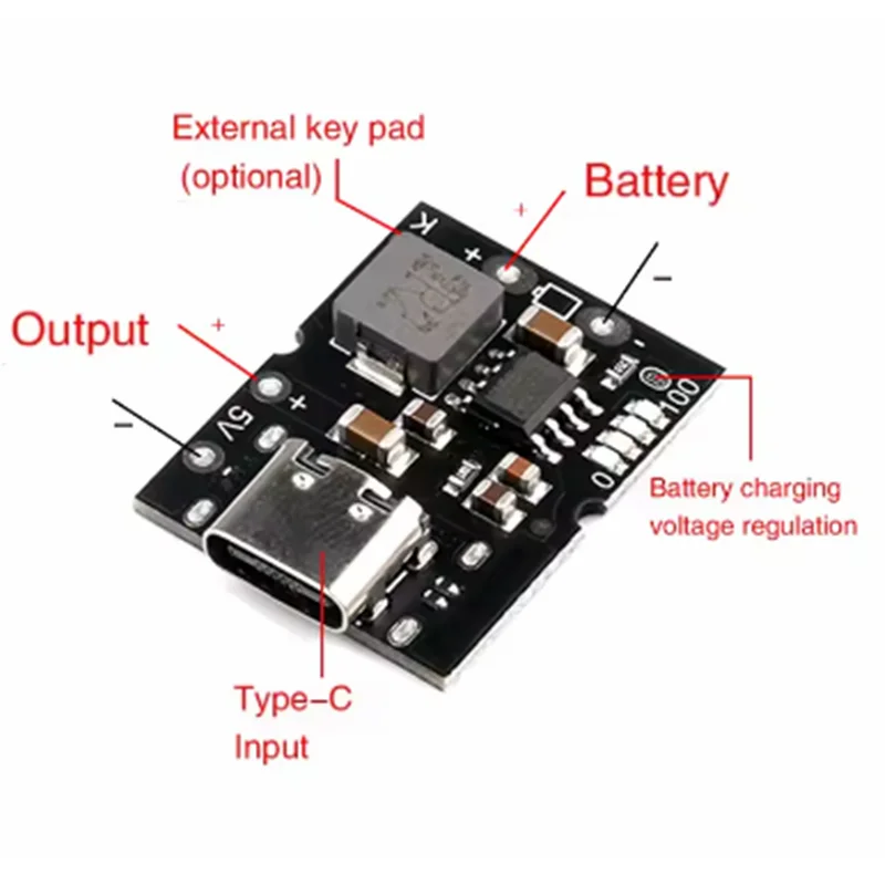 High-precision 5V 2A Charge-discharge Integrated Module Type-C Input Compatible With 4.2V lithium Battery