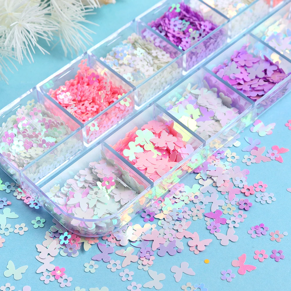 Glanzende Zeemeerminnen Kleur Hars Kunst Pailletten Vlinder Bloemen Glitter Vlokken Diy Sleutelhanger Ambachten Sieraden Maken Accessoires