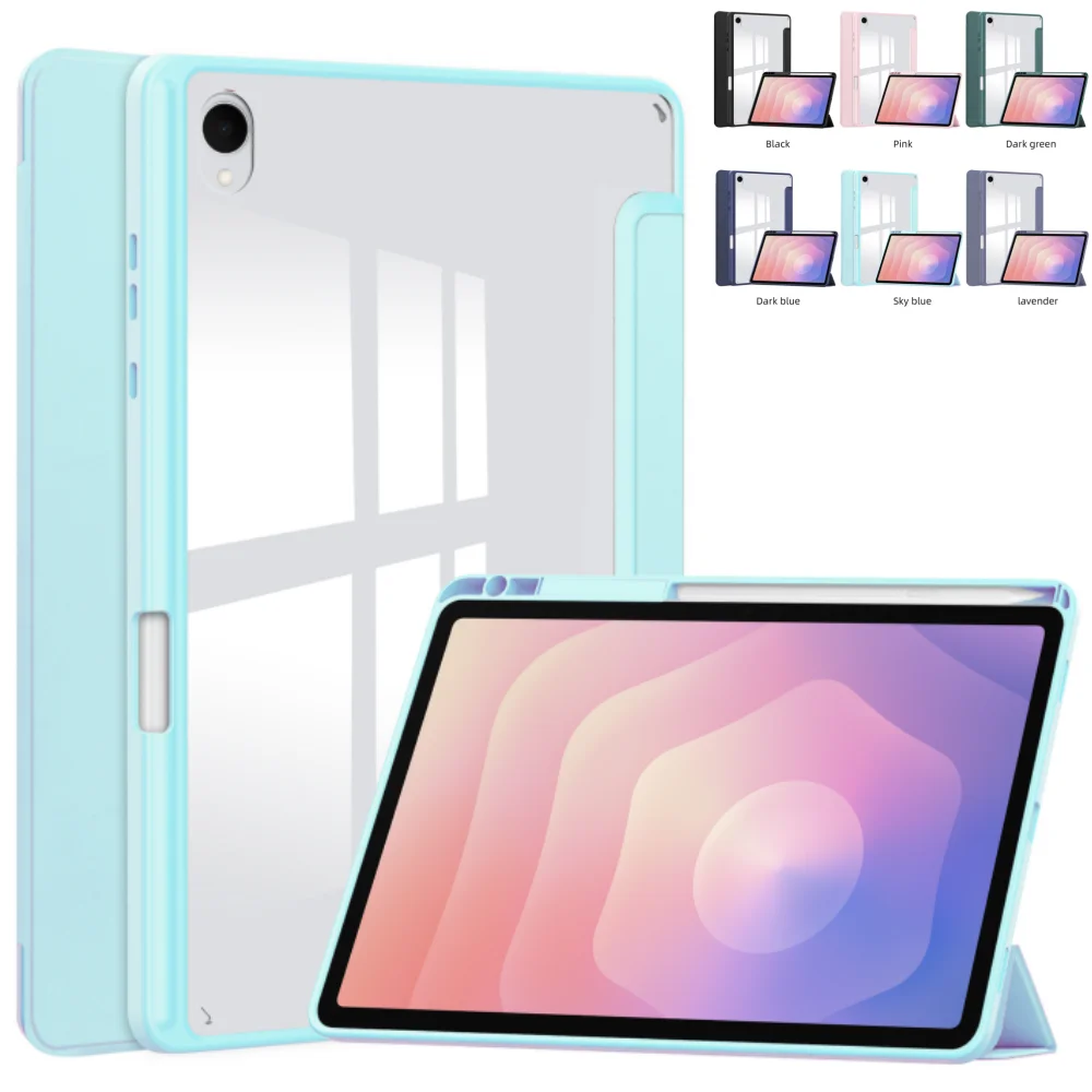 

Чехол для Samsung Galaxy Tab S11 11 дюймов SM-X730 SM-X736 SM-X736B 2025, акриловый, трехсекционный, складной, с отсеком для стилуса