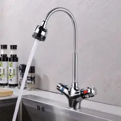 Miscelatore da cucina con finitura cromata in ottone massiccio rubinetto termostatico da cucina freddo e caldo miscelatore a temperatura costante rubinetto per lavabo