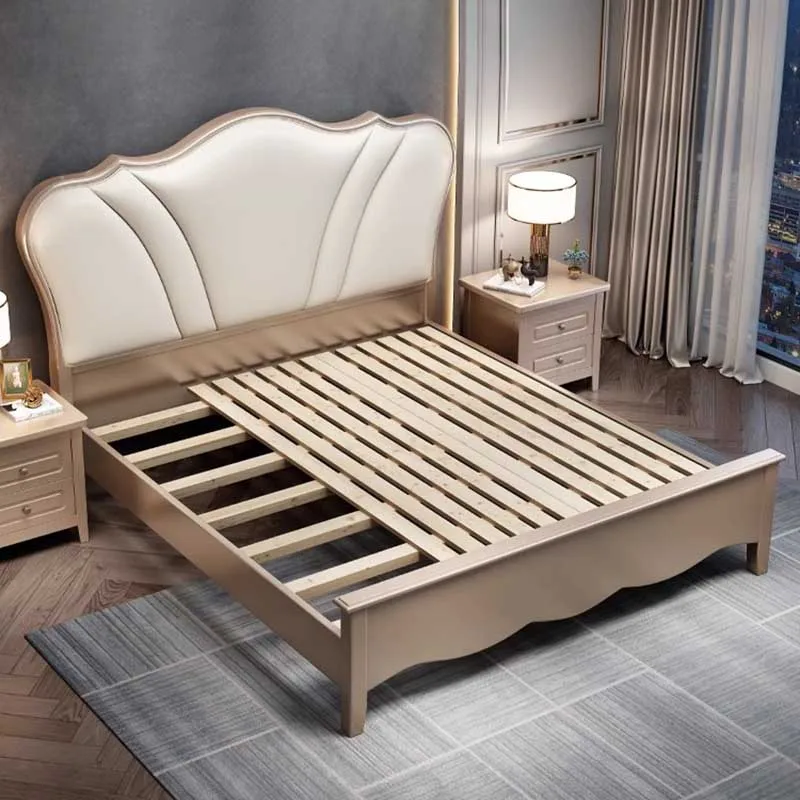 Glamouröse Regale europäische Doppelbett Designer Villa Plattform Kingsize-Bett Lagerung Holz sicher Cama de Casal Schlafzimmer möbel