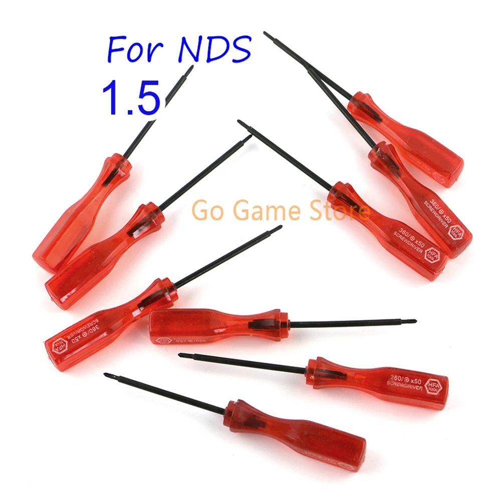 50pcs For Nintendo DS Clear Red 1.5mm + Cross Screwdriver 2.5mm + Cross Screwdriver For NDS Opening Repair Tool