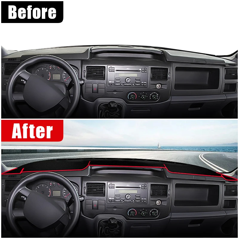 Car Dashboard Avoid Light Pad For Ford Transit 2002 2023 2004 2005 2006 2007 2008 2009 Instrument Carpet Anti-UV Non-Slip Mats