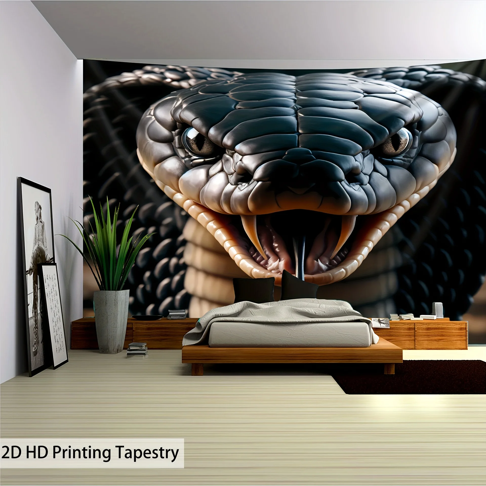 Black Mamba Snake Theme Digital printing polyester wall tapestry suitable for use in living rooms bedrooms offices bars party