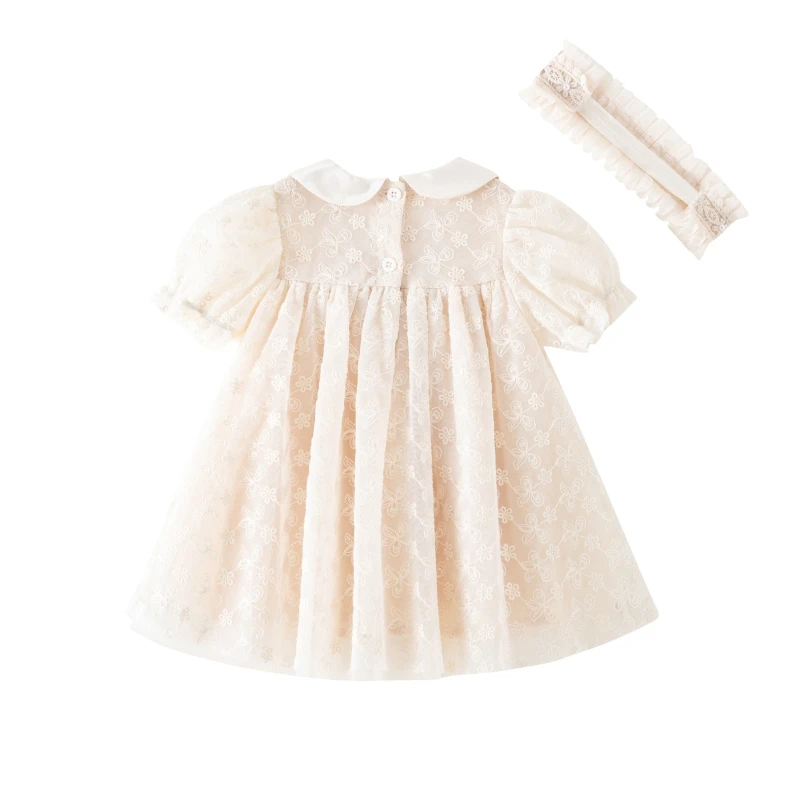 Summer Lace Flowers Baby Dress 1 Year Birthday Princess Toddler Girls Ballgown Dresses